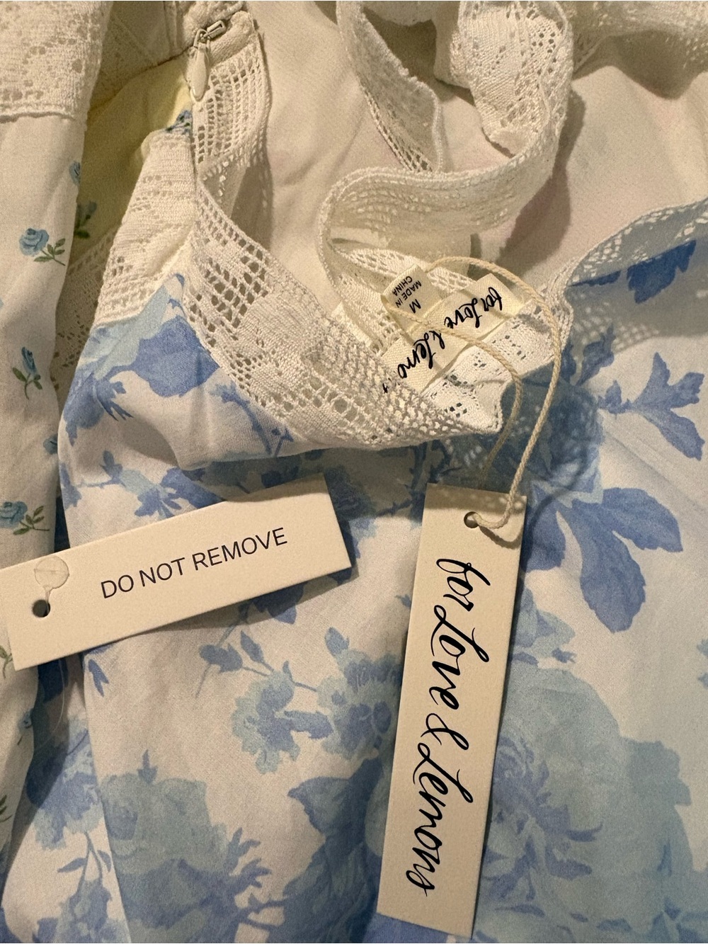 NWT - For Love & Lemons White Maxi Dress with Pastel Floral Patchwork - Picture 3 of 6